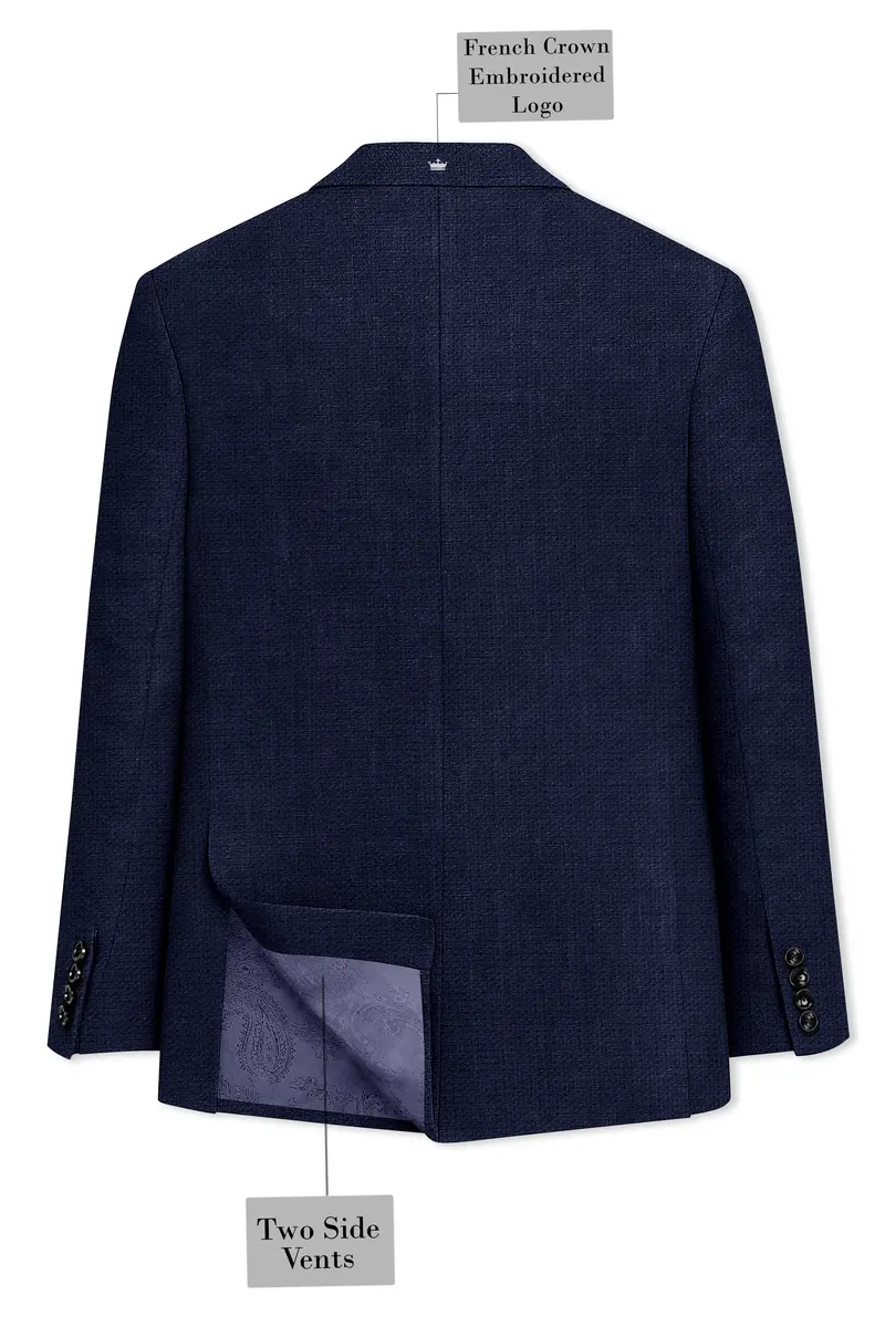 Azurven-Firefly Blue Luxurious Linen Single Breasted Sports Blazer 9