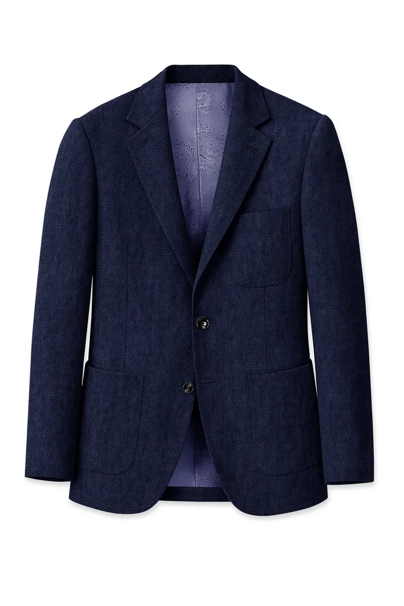 Azurven-Firefly Blue Luxurious Linen Single Breasted Sports Suit 8