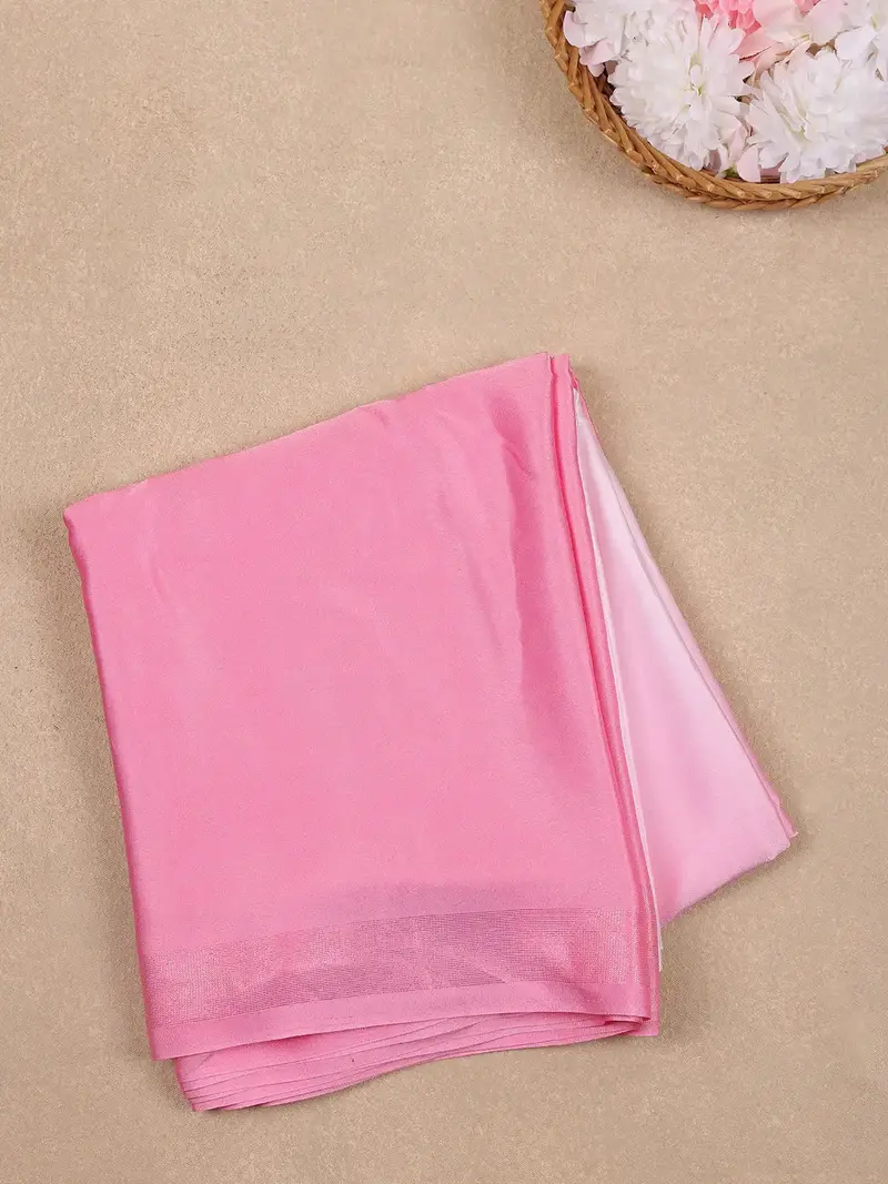 Baby Pink Solid Design Satin Saree 1