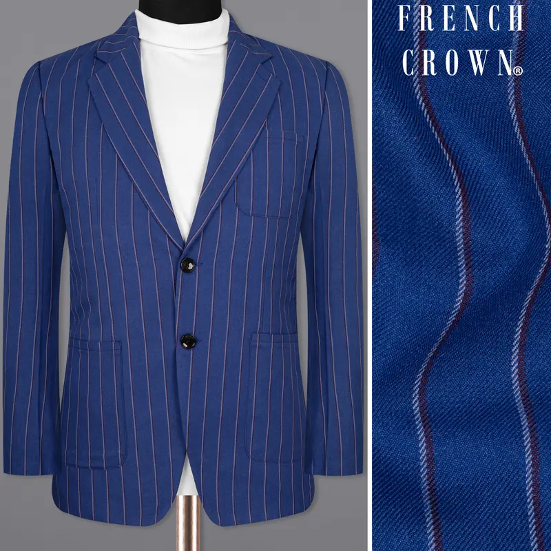 Bahama Blue Striped Woolrich Sports Blazer 1