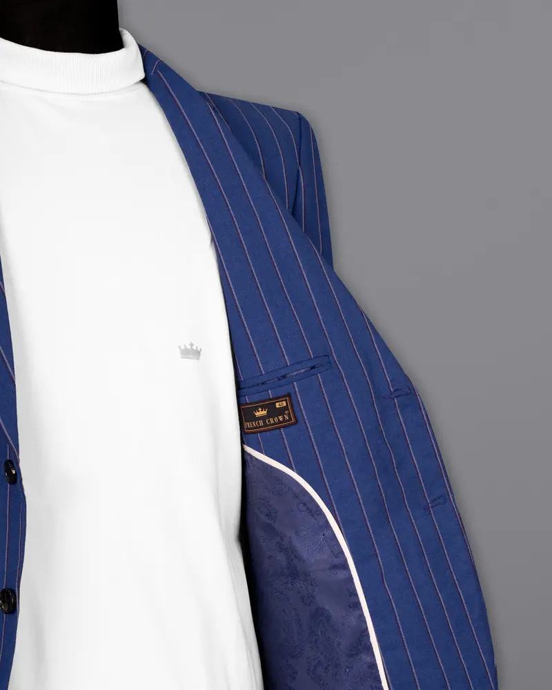 Bahama Blue Striped Woolrich Sports Blazer 6