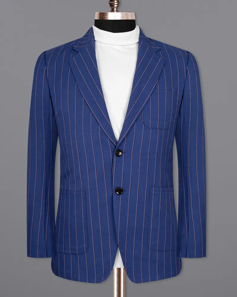 Bahama Blue Striped Woolrich Sports Blazer 7