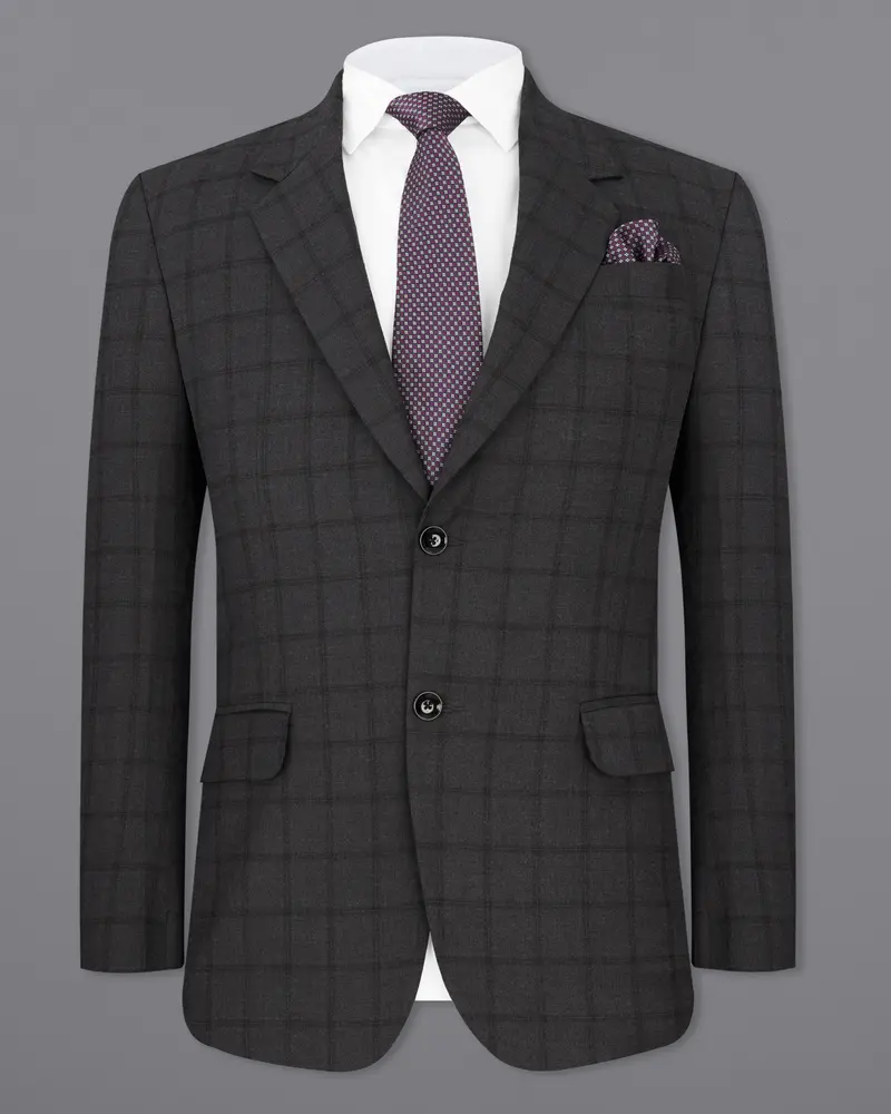 Baltic Black Windowpane Single Breasted Blazer 2