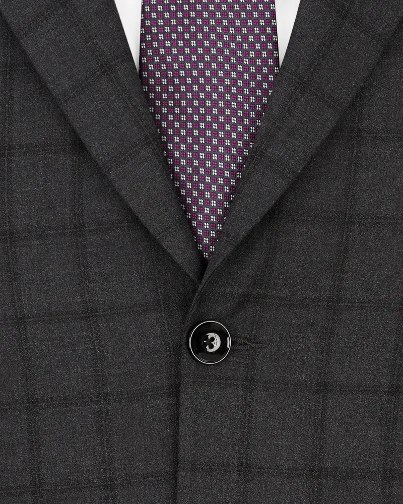 Baltic Black Windowpane Single Breasted Blazer 4