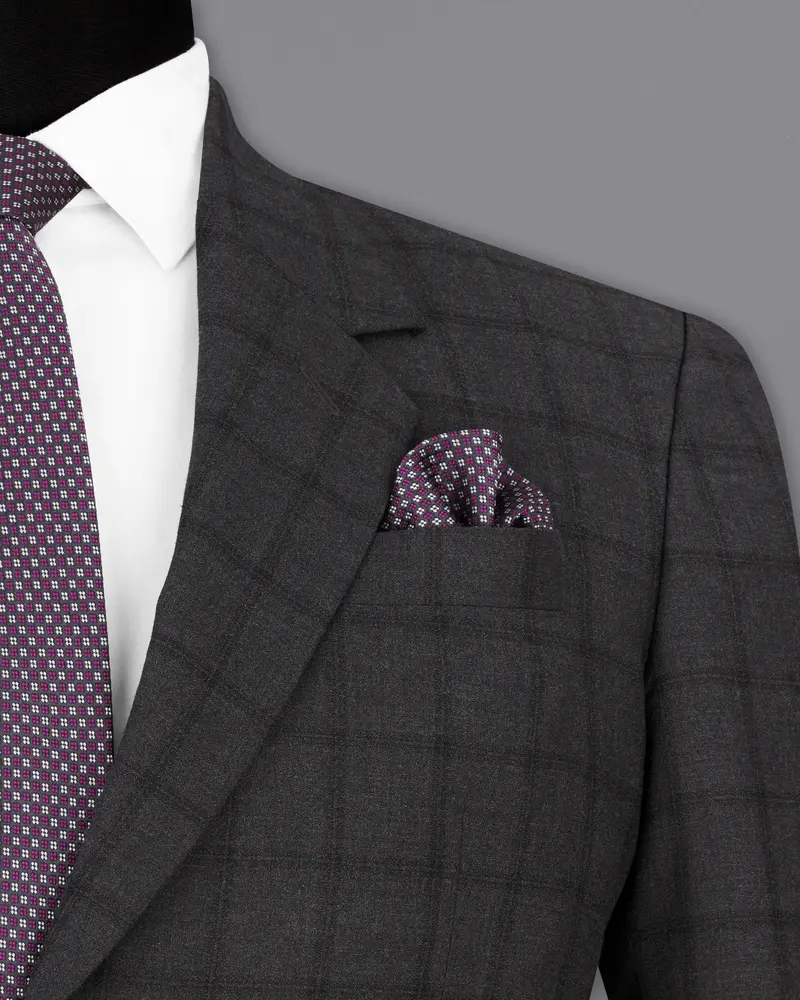 Baltic Black Windowpane Single Breasted Blazer 6