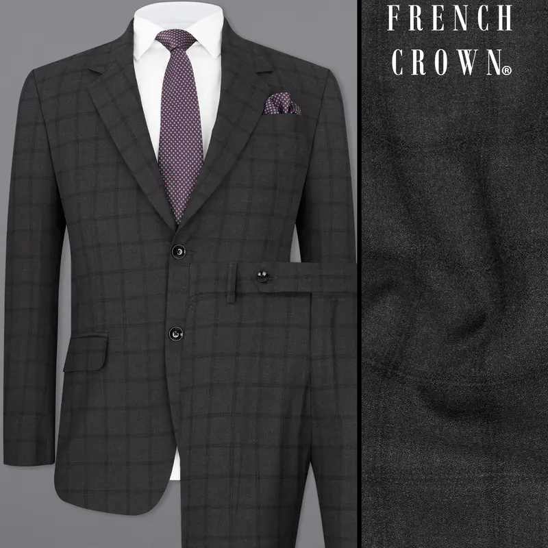 Baltic Black Windowpane Single Breasted Suit 1
