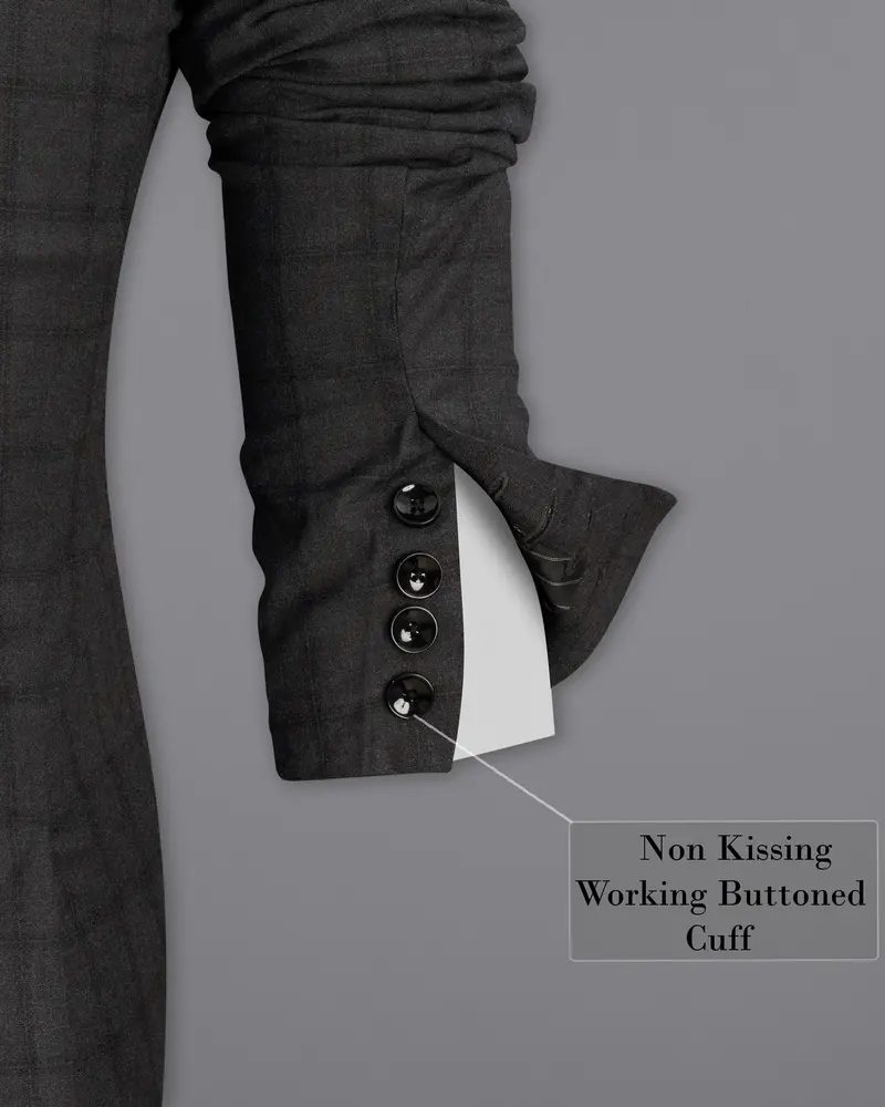 Baltic Black Windowpane Single Breasted Suit 11