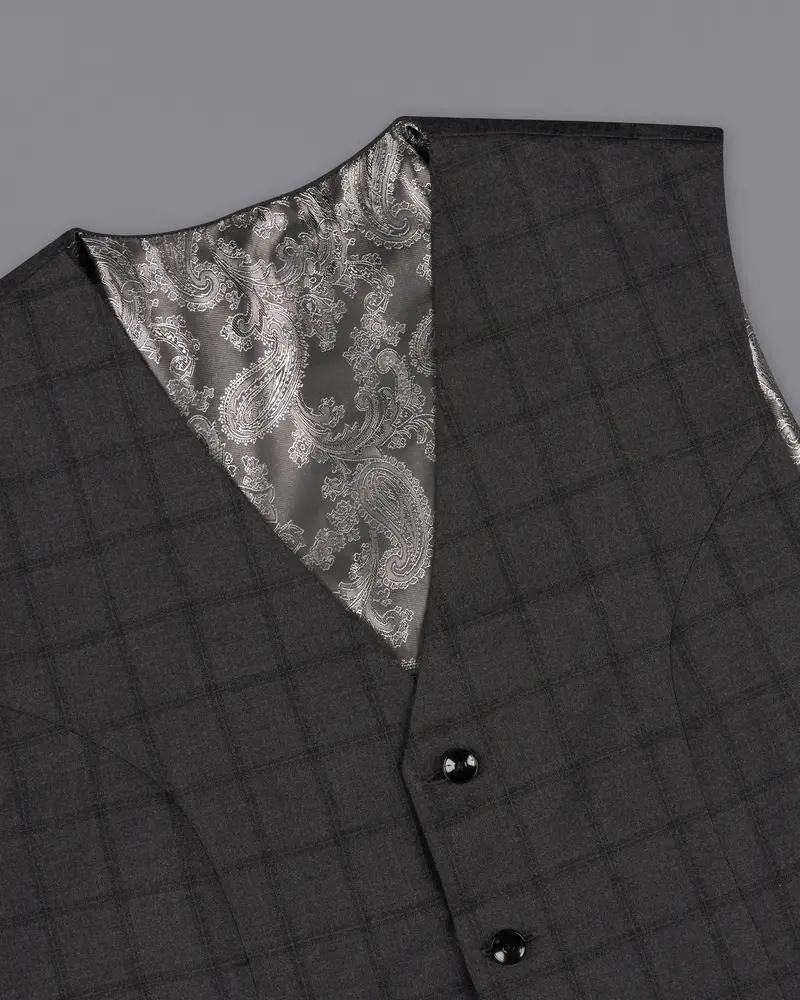 Baltic Black Windowpane Single Breasted Suit 17