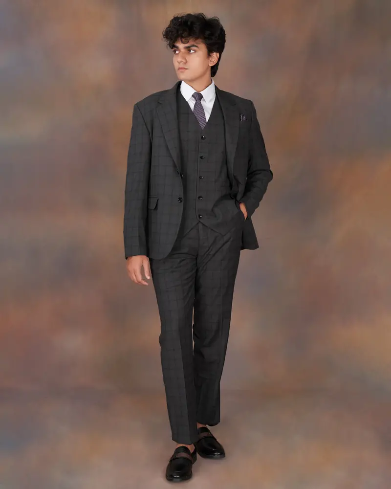 Baltic Black Windowpane Single Breasted Suit 19