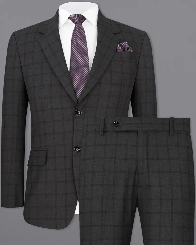 Baltic Black Windowpane Single Breasted Suit 2