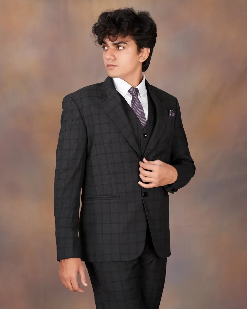 Baltic Black Windowpane Single Breasted Suit 20