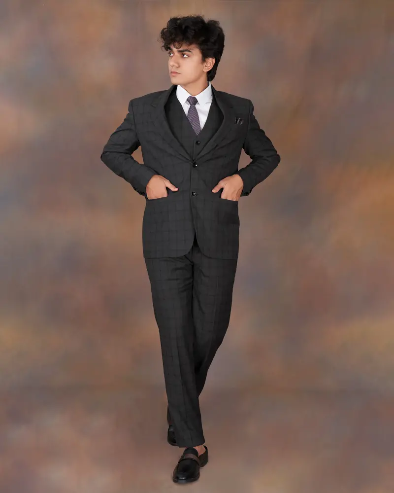 Baltic Black Windowpane Single Breasted Suit 21