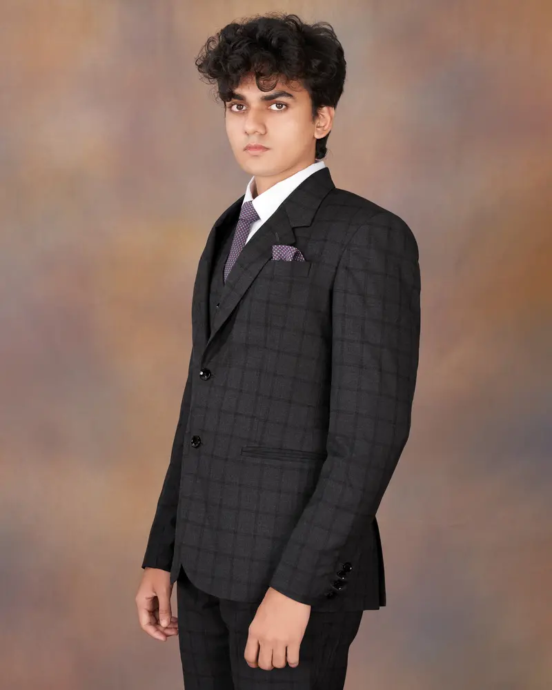 Baltic Black Windowpane Single Breasted Suit 22