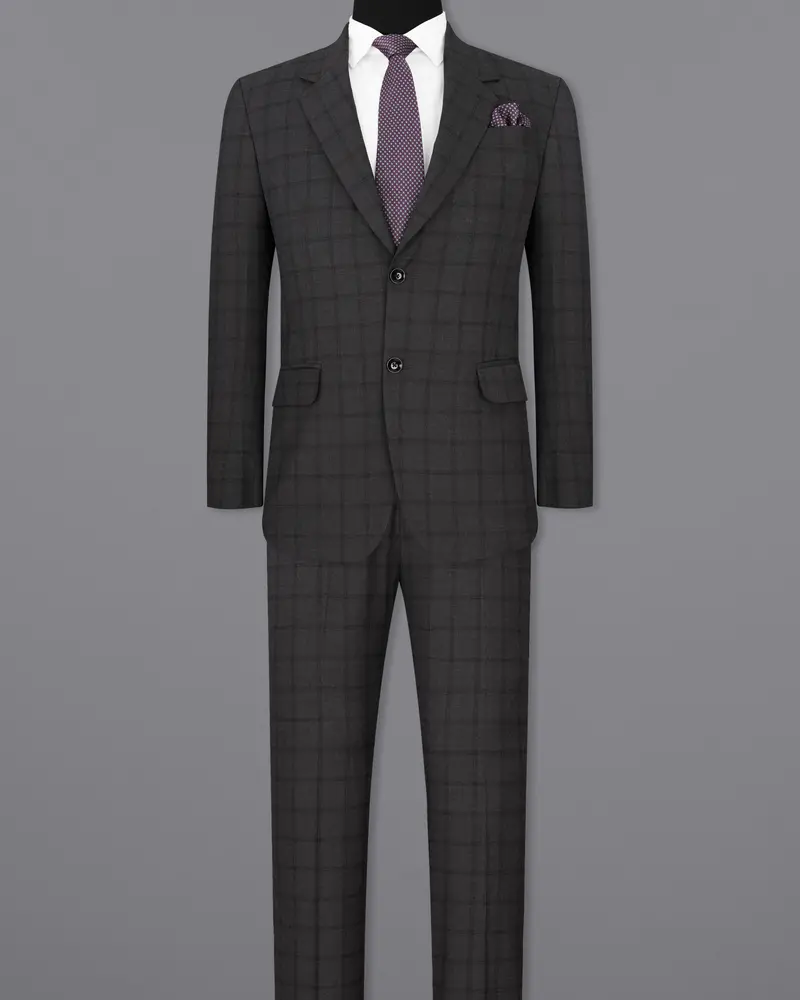 Baltic Black Windowpane Single Breasted Suit 4