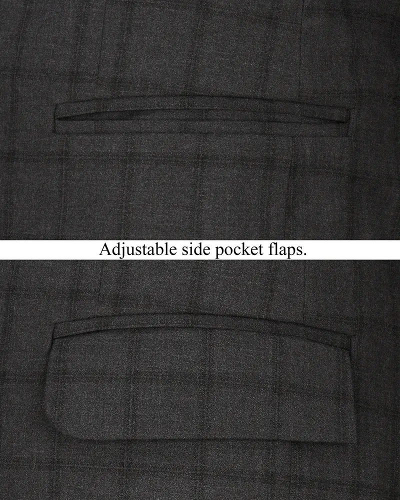 Baltic Black Windowpane Single Breasted Suit 6