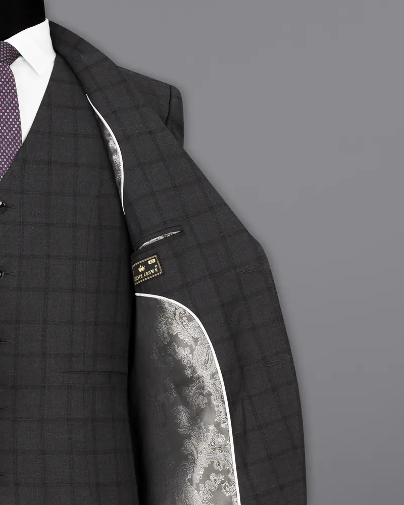 Baltic Black Windowpane Single Breasted Suit 8