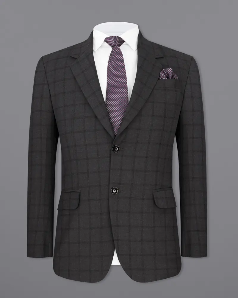 Baltic Black Windowpane Single Breasted Suit 9