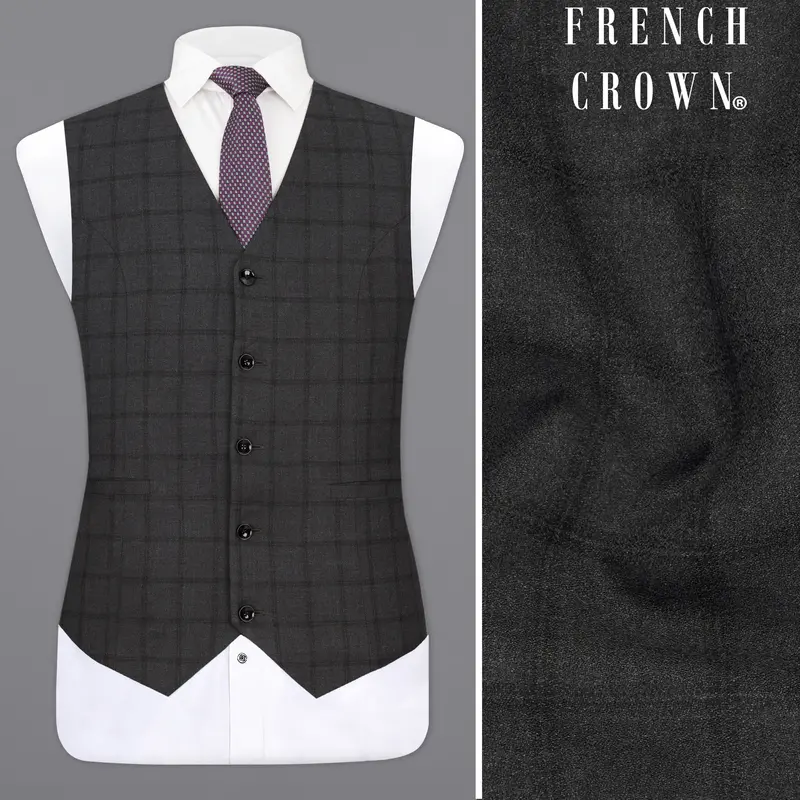 Baltic Black Windowpane Waistcoat 1