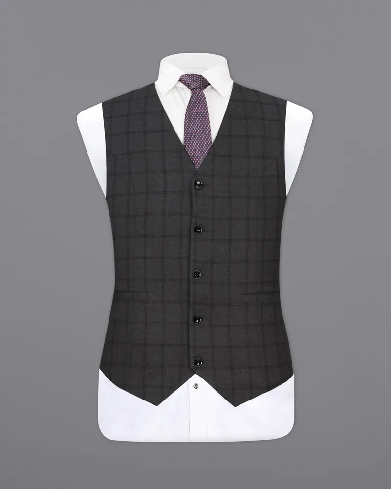 Baltic Black Windowpane Waistcoat 2