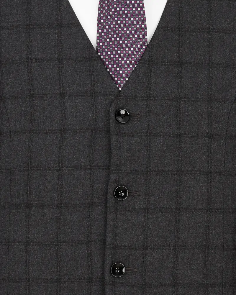 Baltic Black Windowpane Waistcoat 5