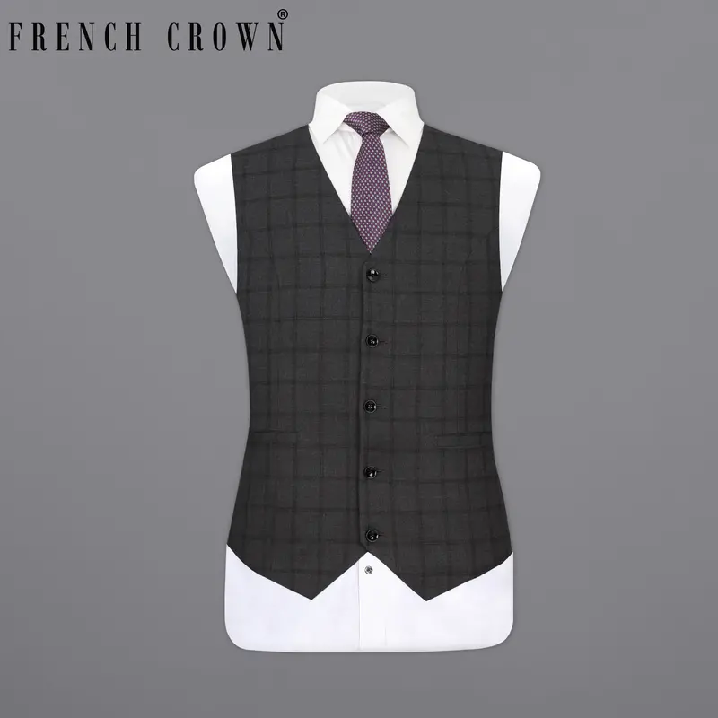 Baltic Black Windowpane Waistcoat 7