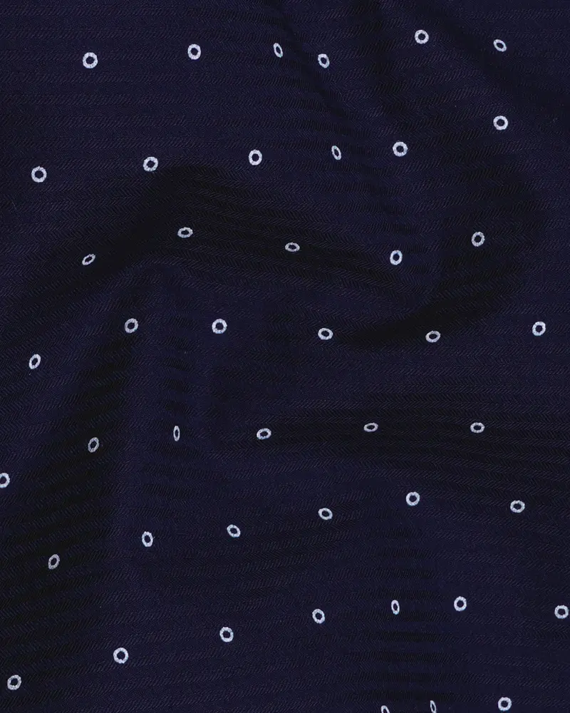 Baltic Blue And White Printed Dobby Textured Premium Giza Cotton Shirt 2