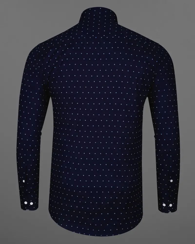 Baltic Blue And White Printed Dobby Textured Premium Giza Cotton Shirt 6