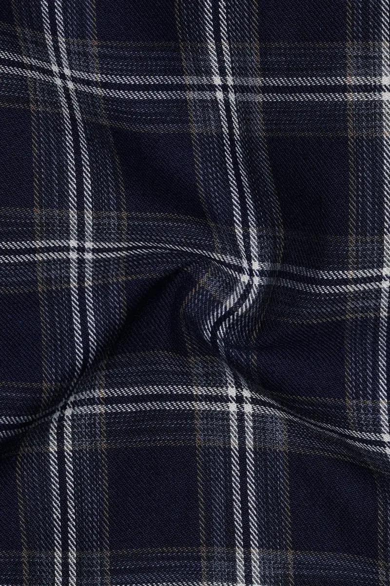 Baltic Blue And White Twill Checkered Premium Cotton Shirt 3