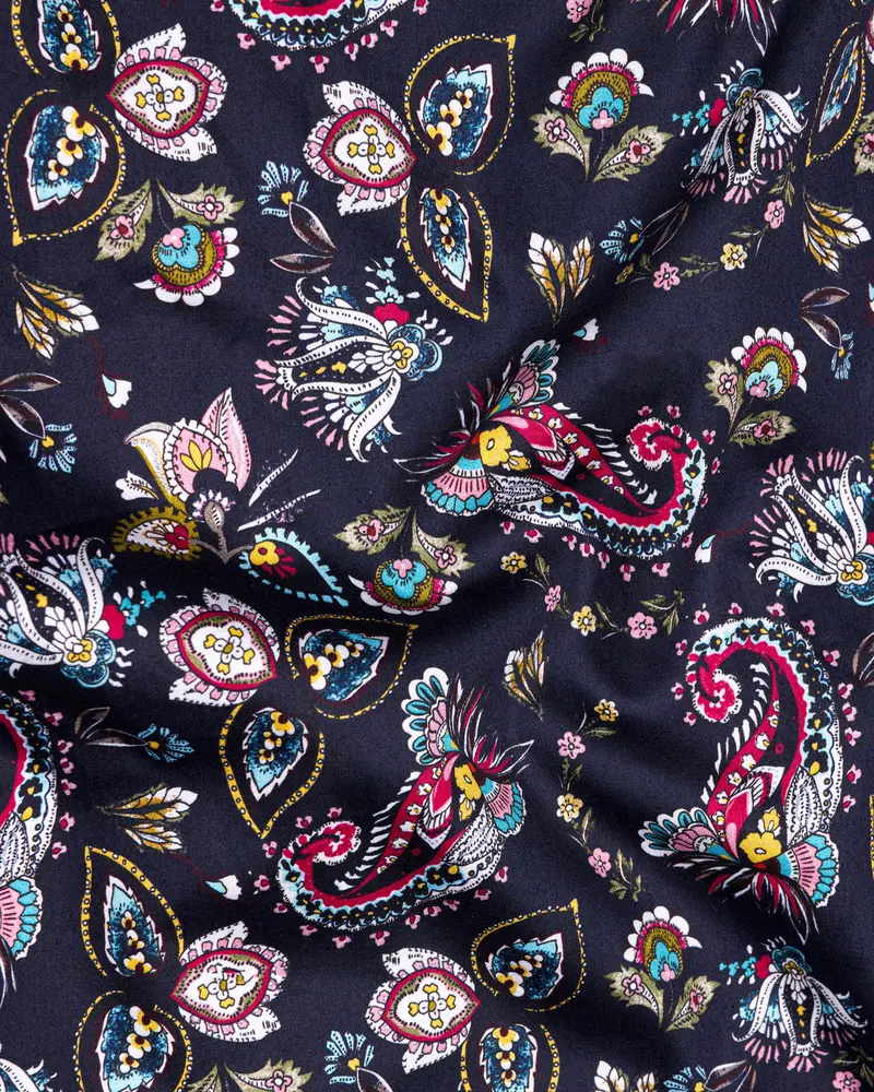 Baltic Blue Multicolour Paisley Printed Super Soft Premium Cotton Shirt 2