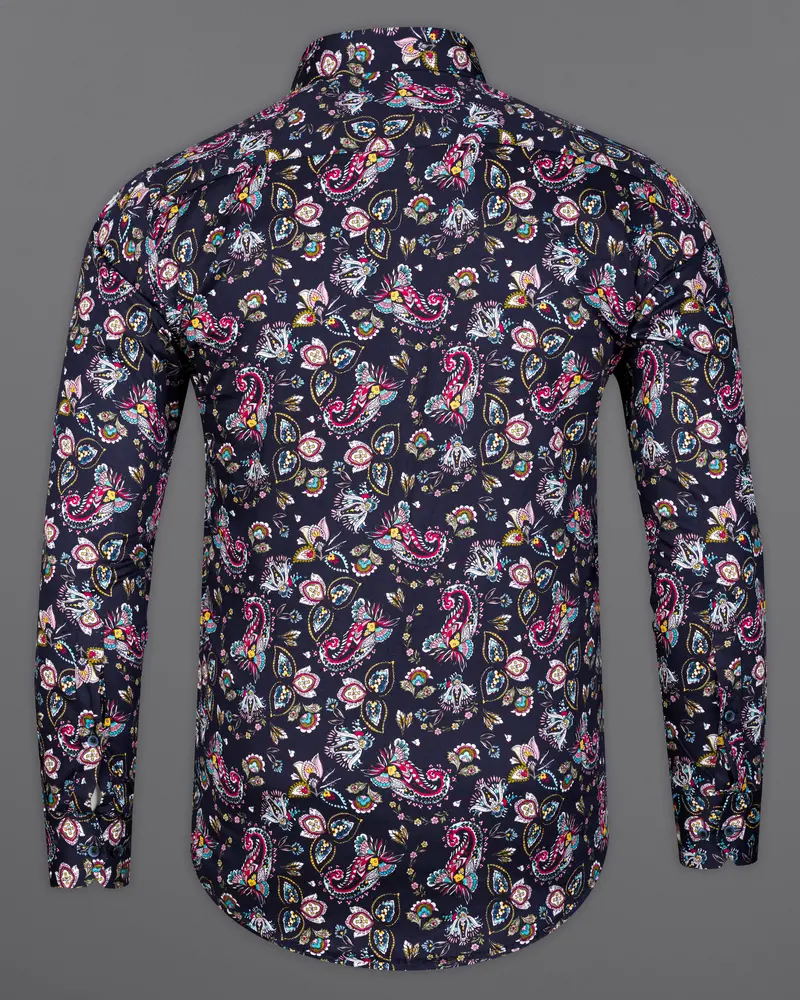 Baltic Blue Multicolour Paisley Printed Super Soft Premium Cotton Shirt 6