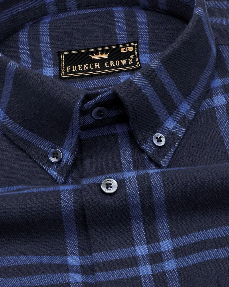 Baltic Blue With Waikawa Blue Plaid Flannel Shirt 1