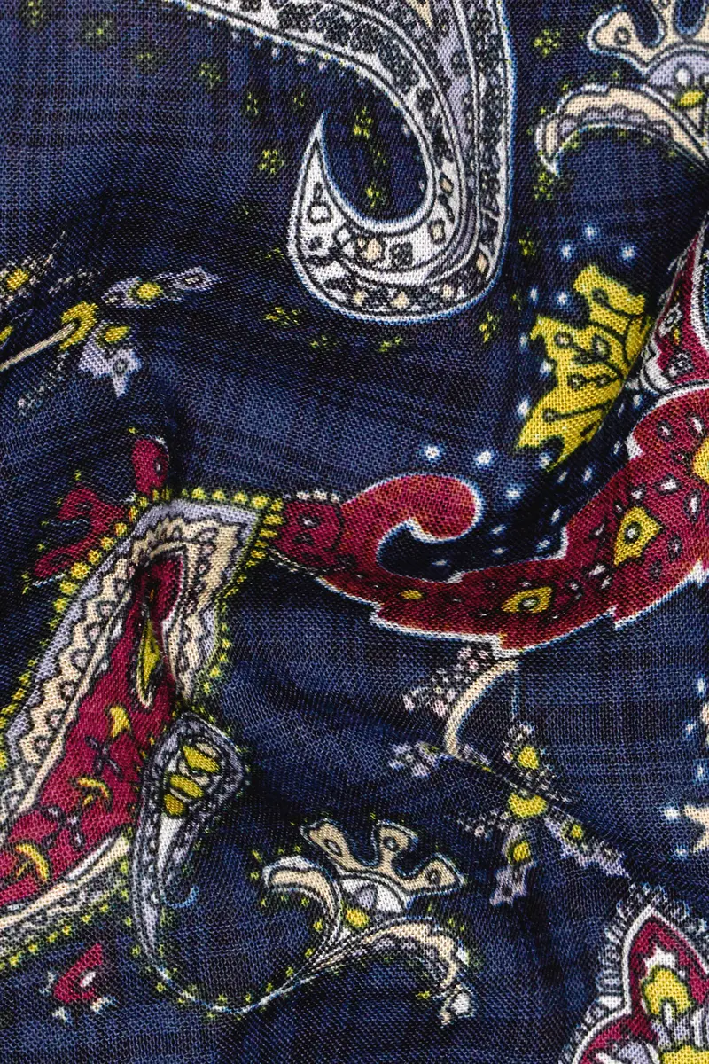 Baltic Blue With Wine Berry Funky Printed Lightweight Premium Cotton Oversized Shirt 3