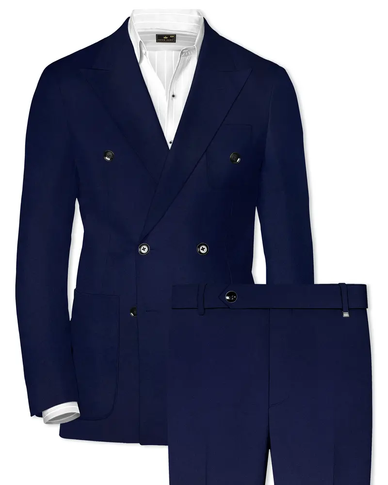 Baltic Blue Wool Rich Double Breasted Sports Suit 1