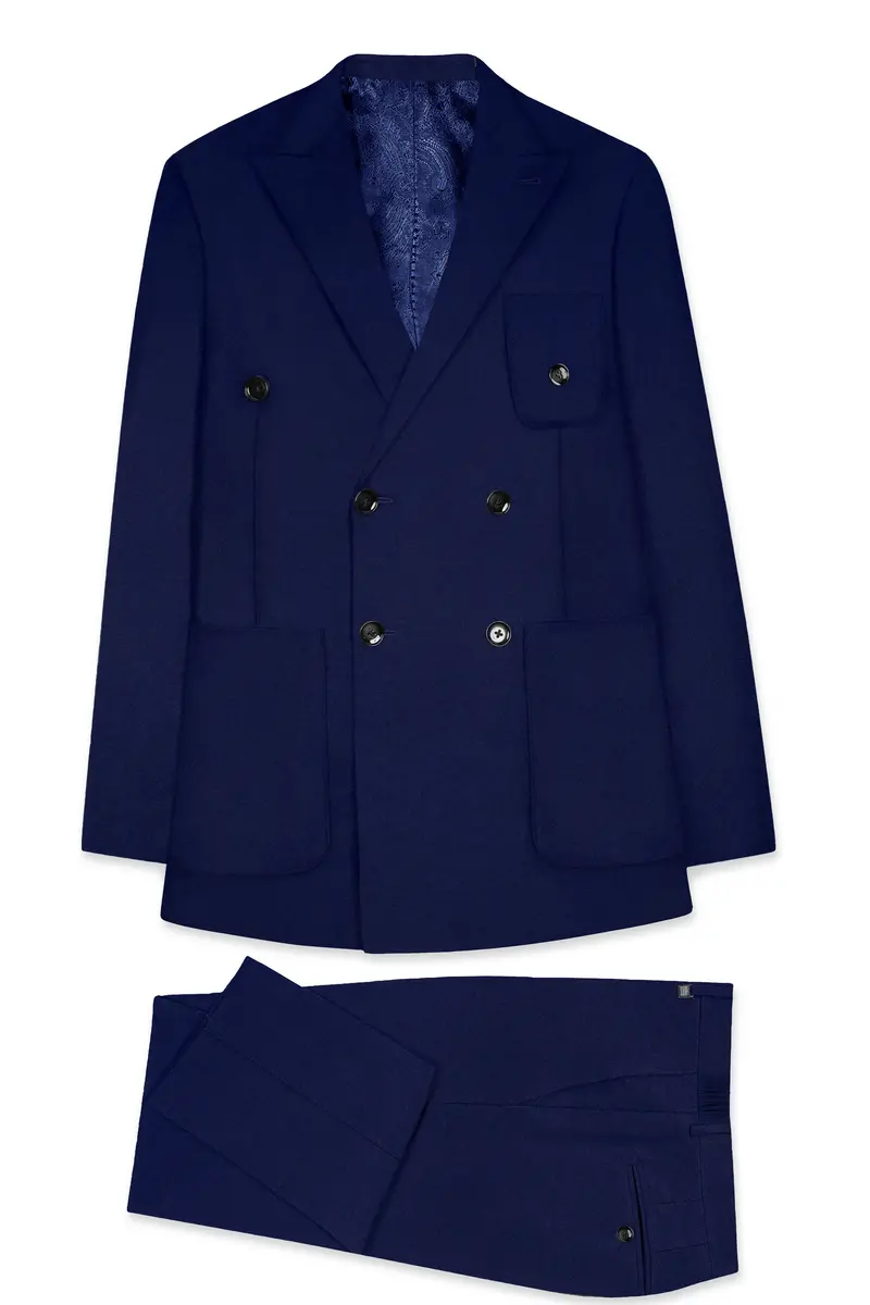 Baltic Blue Wool Rich Double Breasted Sports Suit 11