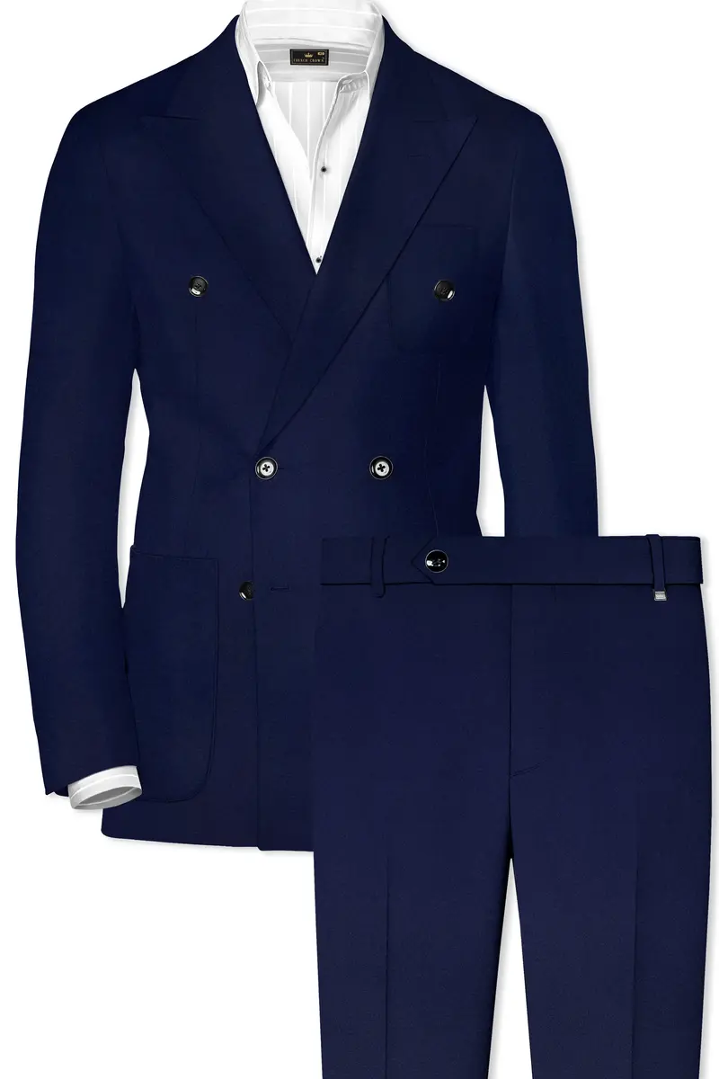 Baltic Blue Wool Rich Double Breasted Sports Suit 2
