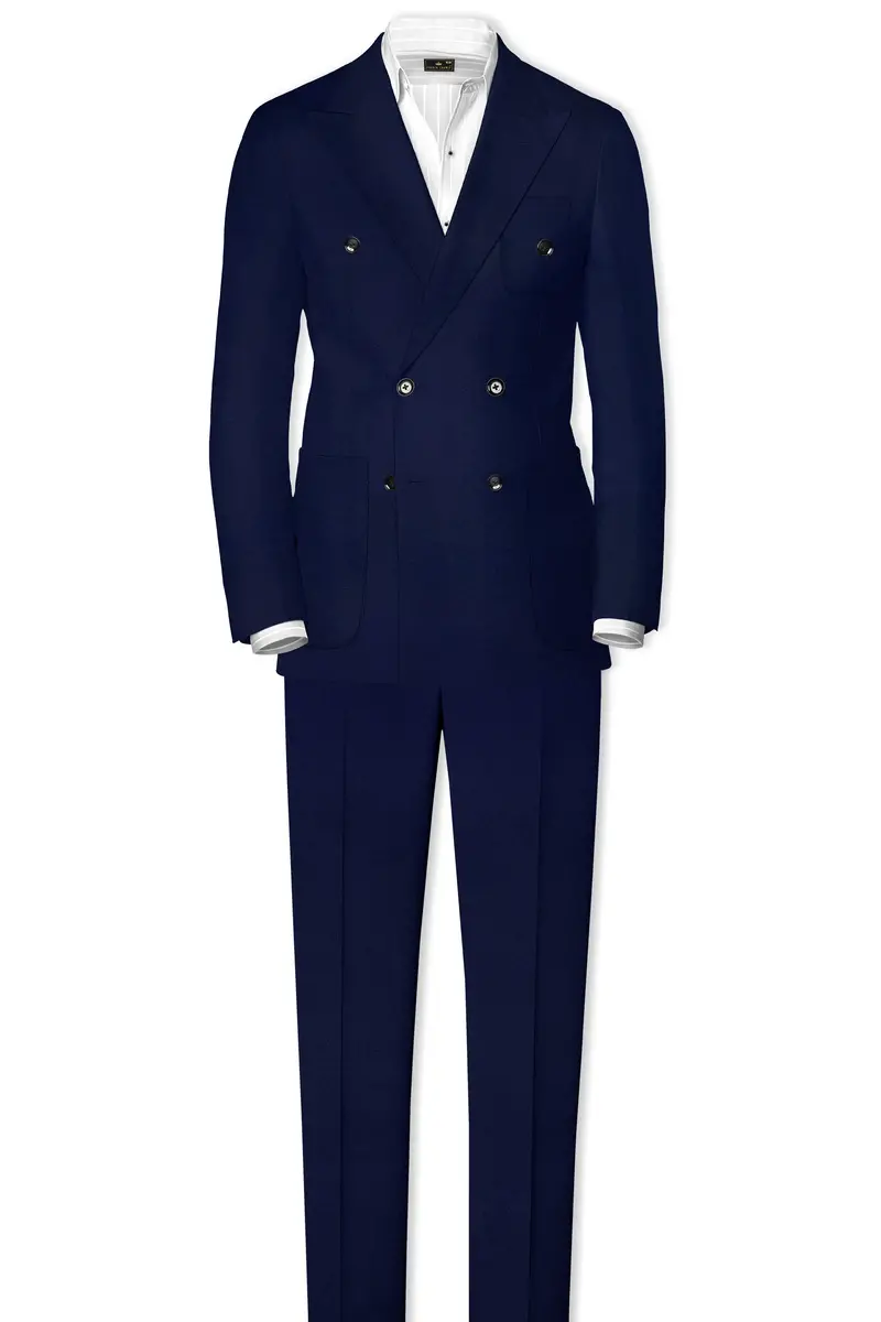 Baltic Blue Wool Rich Double Breasted Sports Suit 4