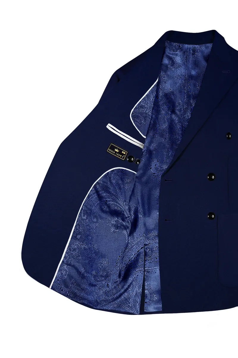 Baltic Blue Wool Rich Double Breasted Sports Suit 6