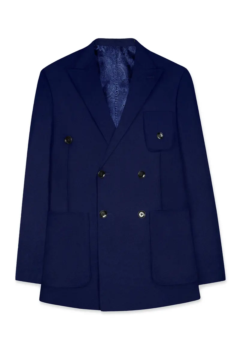 Baltic Blue Wool Rich Double Breasted Sports Suit 8