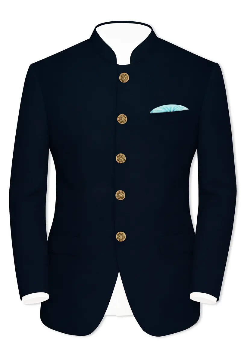 Baltic Sea Blue Premium Cotton Bandhgala Blazer 2
