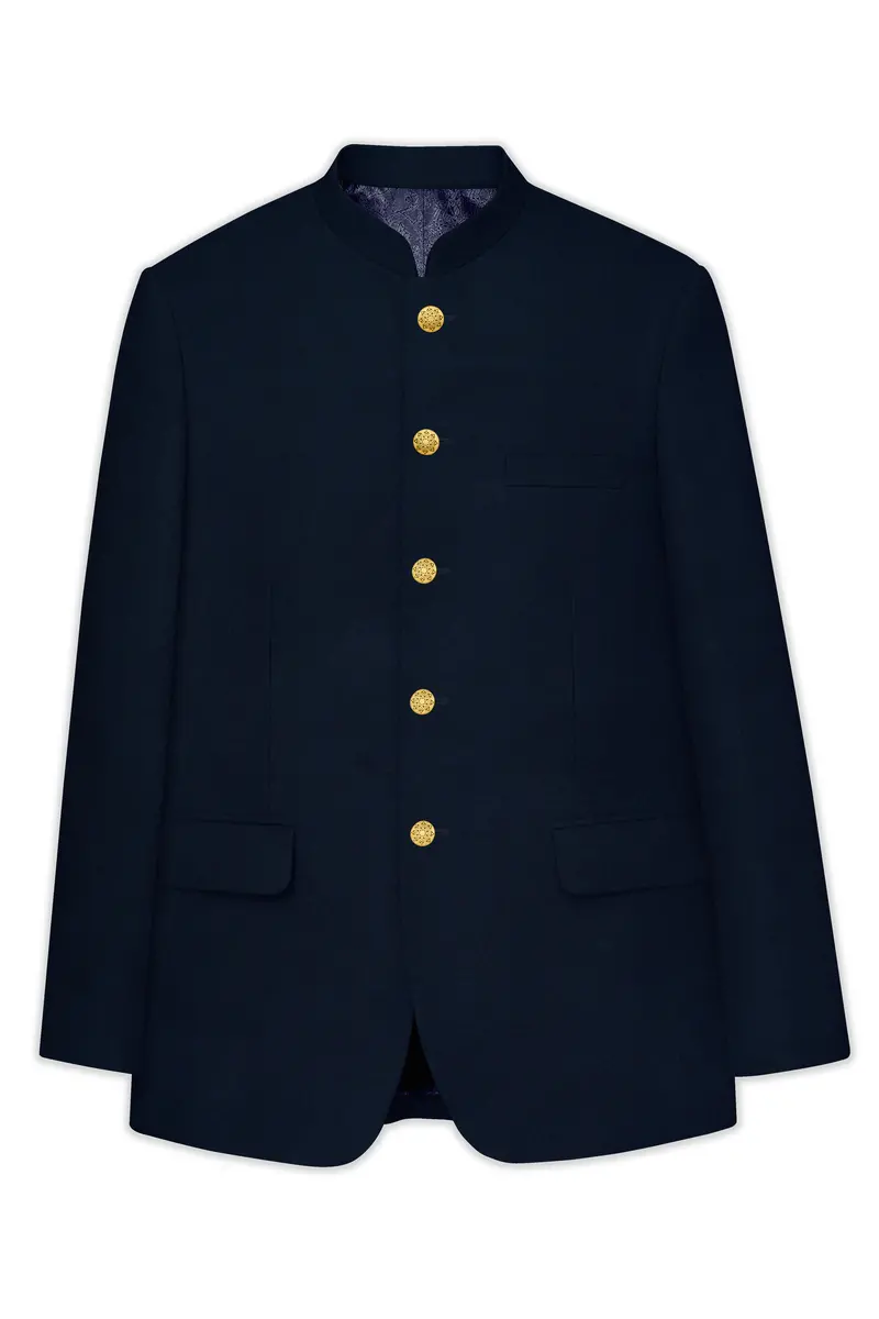 Baltic Sea Blue Premium Cotton Bandhgala Blazer 6