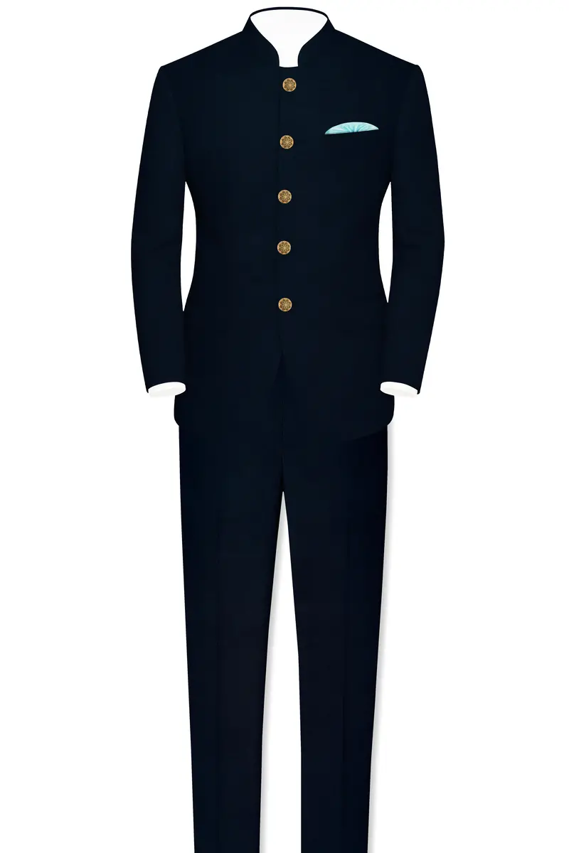 Baltic Sea Blue Premium Cotton Bandhgala Blazer 8