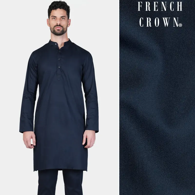 Baltic Sea Blue Subtle Sheen Super Soft Premium Cotton Kurta K025-Sh041 1