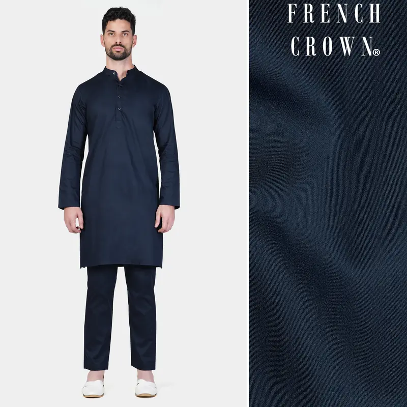 Baltic Sea Blue Subtle Sheen Super Soft Premium Cotton Kurta Set 1