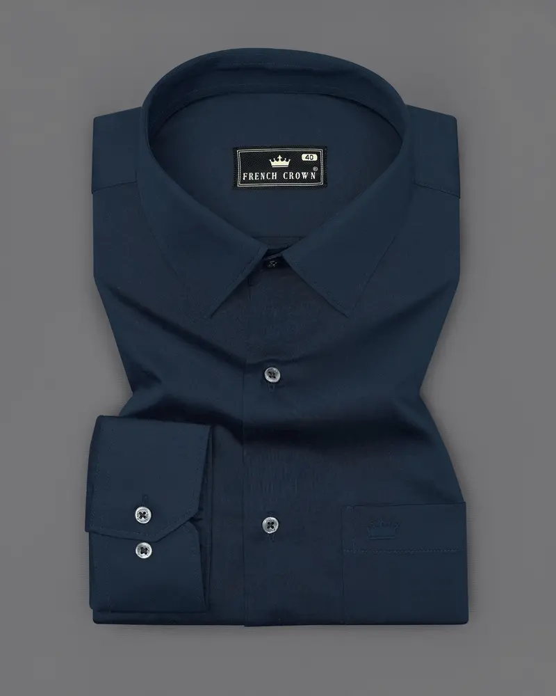 Baltic Sea Blue Subtle Sheen Super Soft Premium Cotton Shirt 4