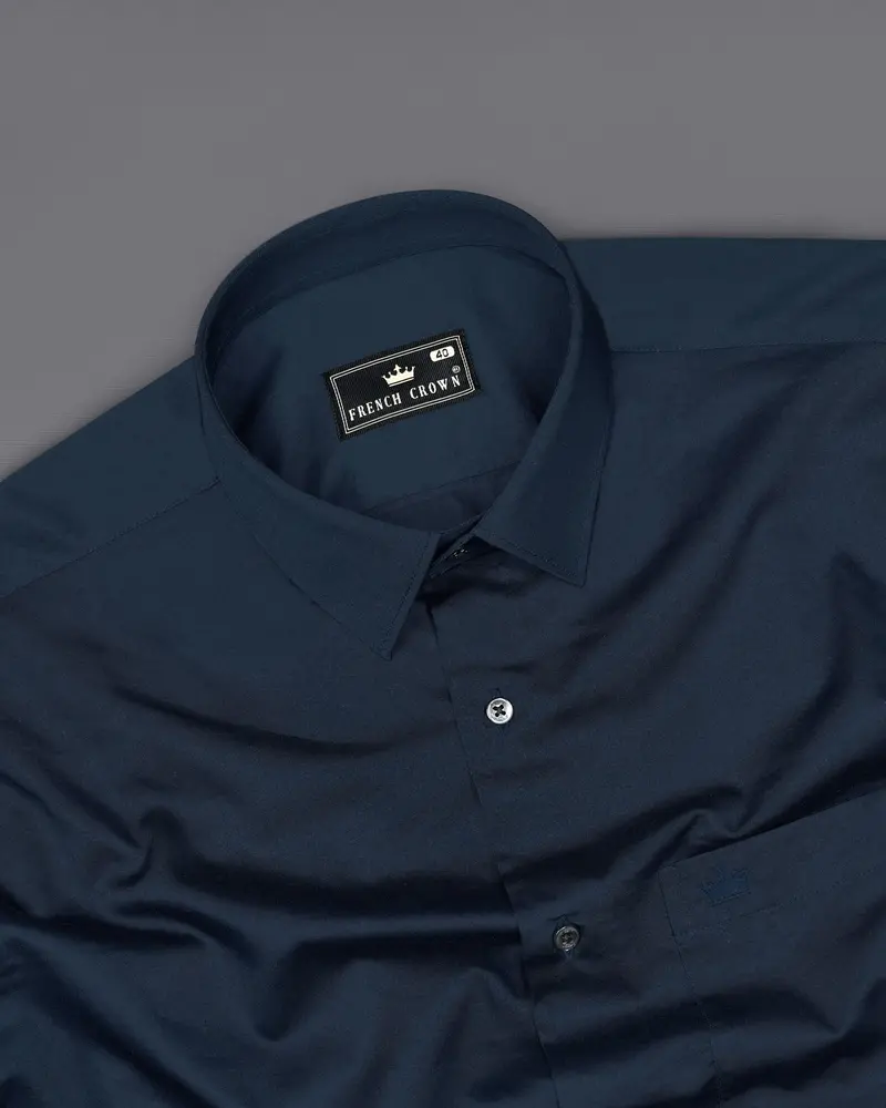 Baltic Sea Blue Subtle Sheen Super Soft Premium Cotton Shirt 5