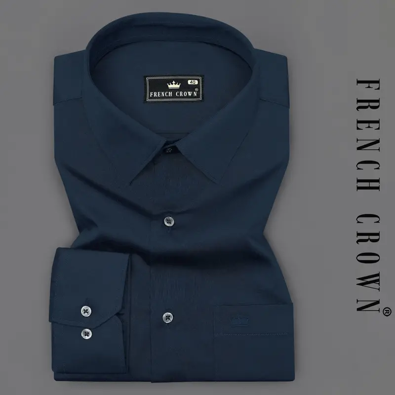 Baltic Sea Blue Subtle Sheen Super Soft Premium Cotton Shirt 8