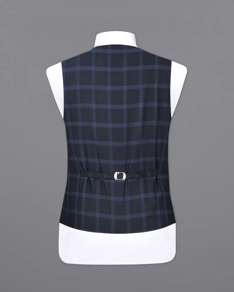 Baltic Sea Blue Windowpane Waistcoat 6