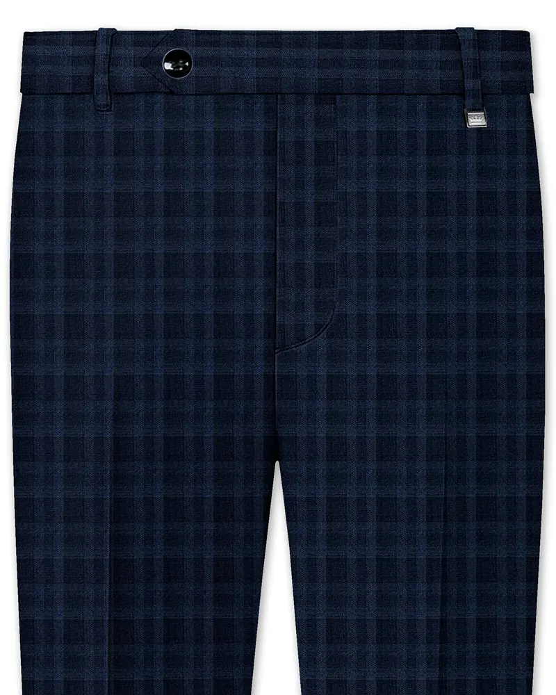 Baltic Sea Blue With Tuna Blue Checkered Wool Rich Pant 1