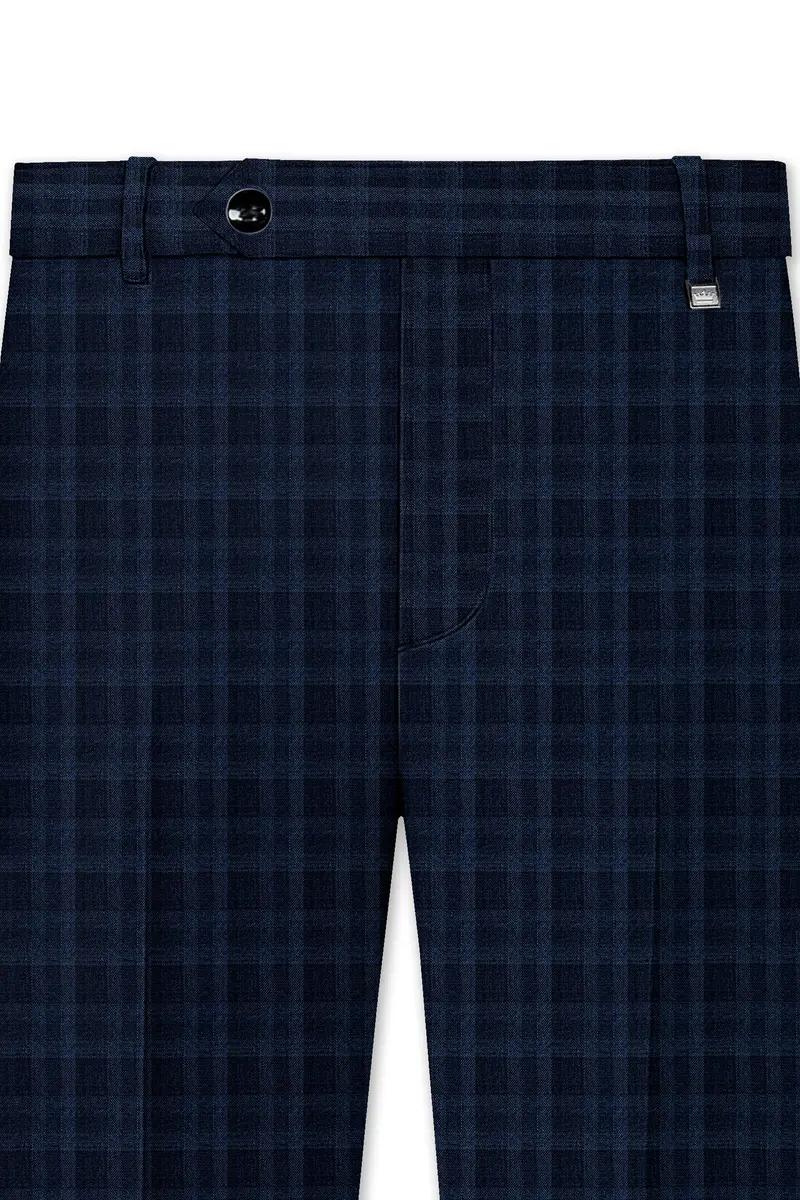 Baltic Sea Blue With Tuna Blue Checkered Wool Rich Pant 4