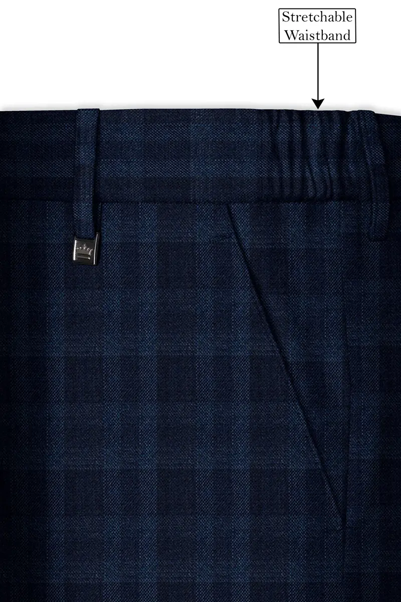 Baltic Sea Blue With Tuna Blue Checkered Wool Rich Pant 6